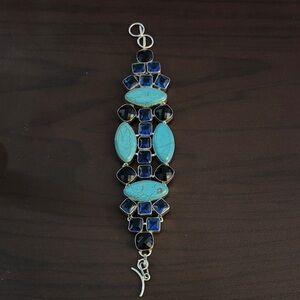 925 Silver Blue and Turquoise Gemstone Bracelet